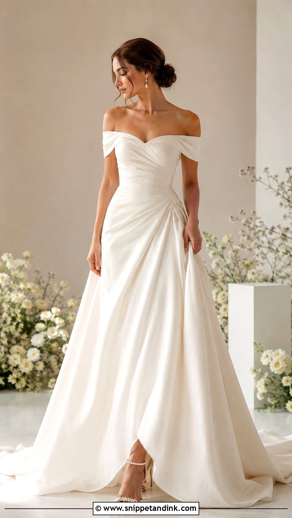 Long Off Shoulder Wedding Dress - Snippet and Ink - 30 Long Wedding Dresses
