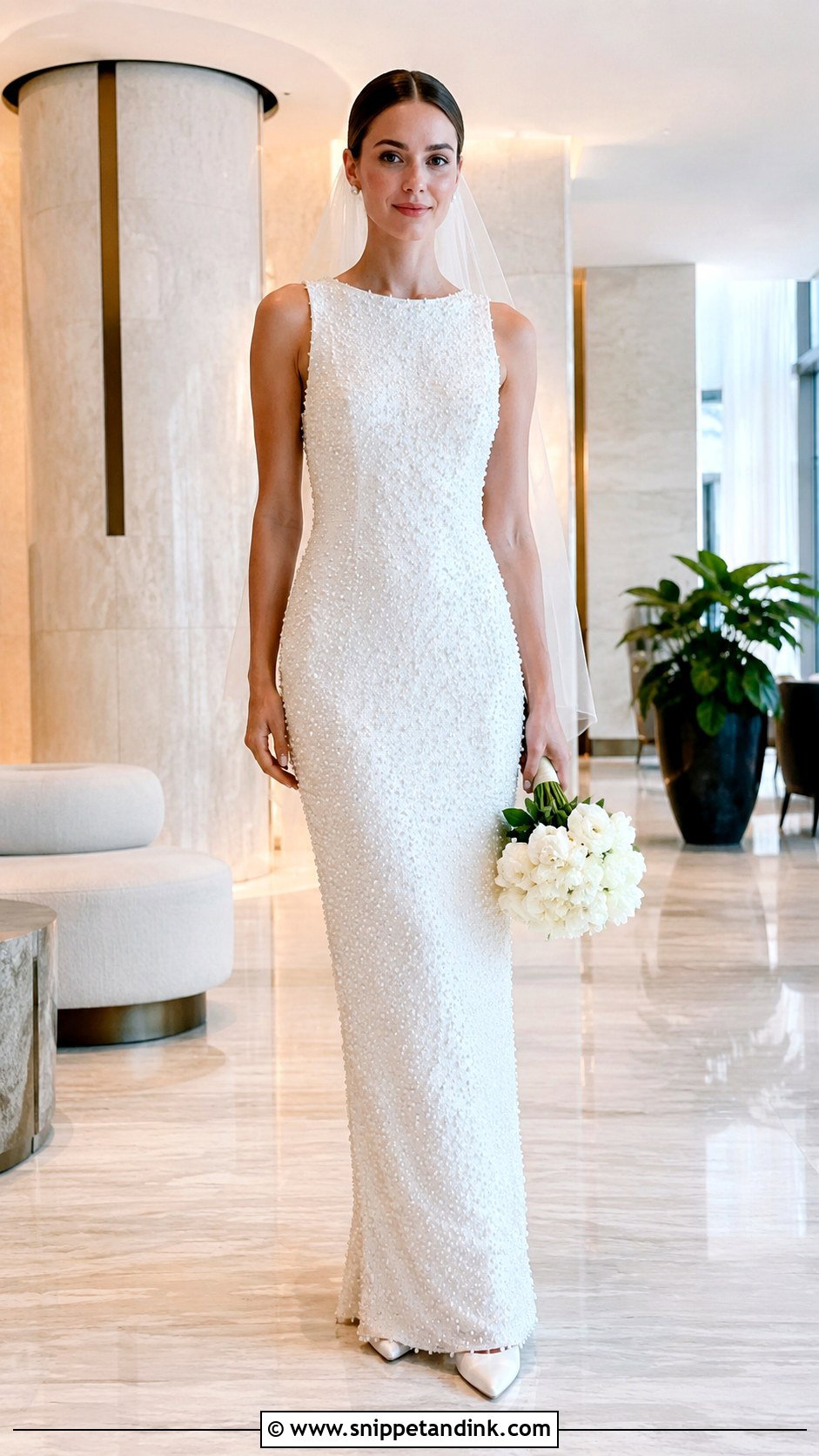 Long Pearl Beaded Wedding Gown - Snippet and Ink - 20 Long Wedding Gown Ideas