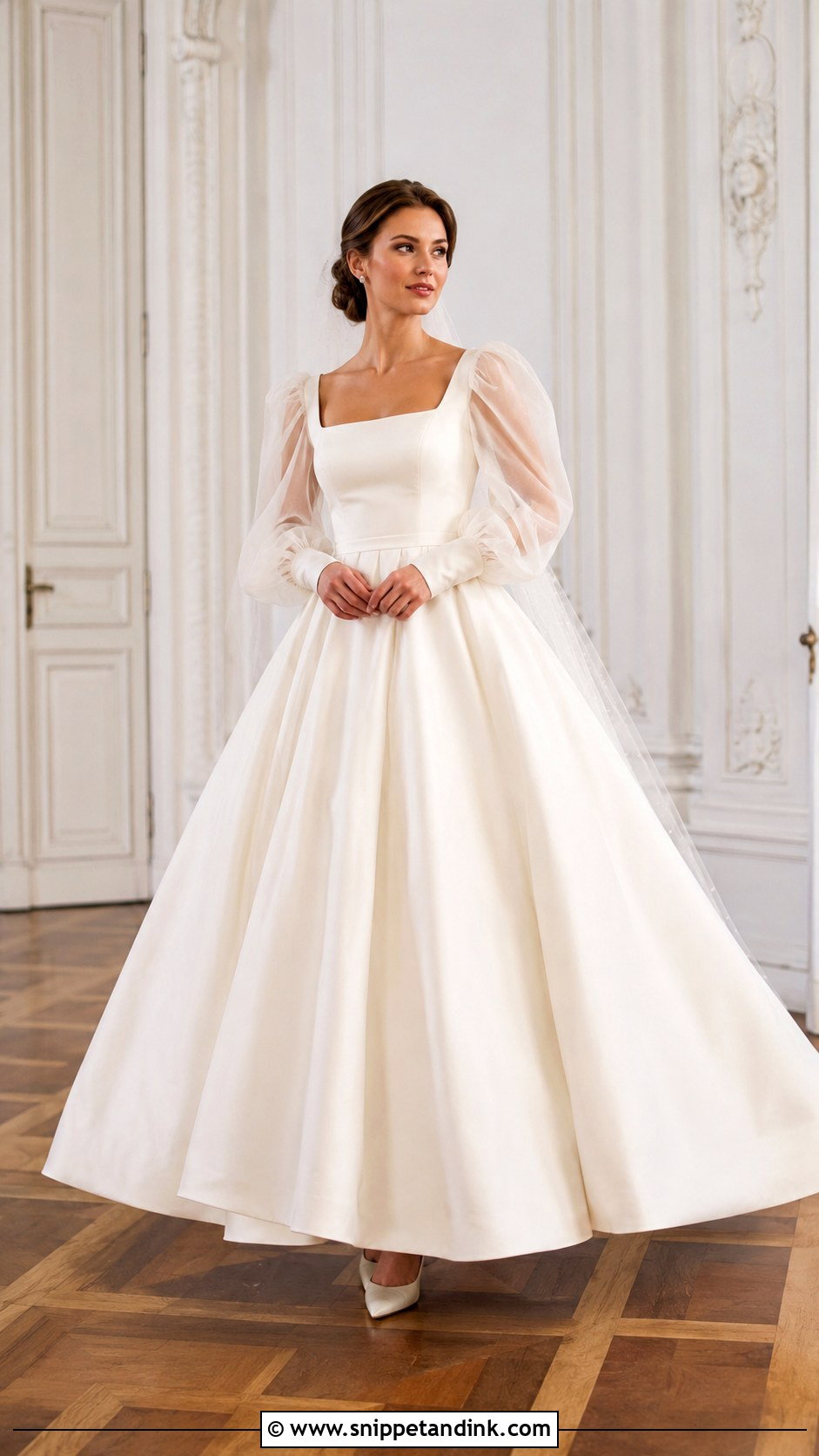 Long Puff Sleeve Ball Gown Wedding Dress - Snippet and Ink - 30 Puff Sleeve Wedding Dress Ideas