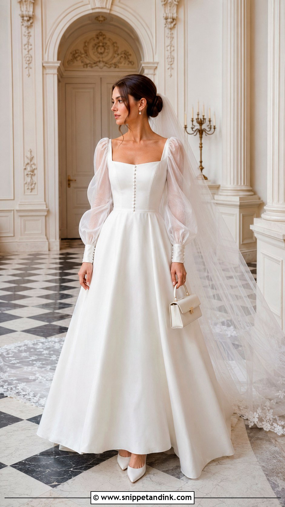 Long Puff Sleeve Wedding Dress - Snippet and Ink - 20 Bridgerton Inspired Wedding Dresses
