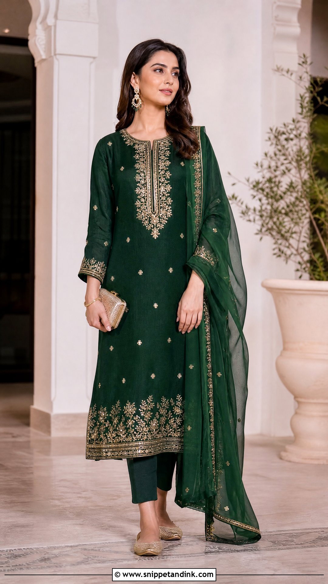 Long Punjabi Kameez With Cigarette Pants - Snippet and Ink - 20 Punjabi Wedding Suit Party Wear Ideas