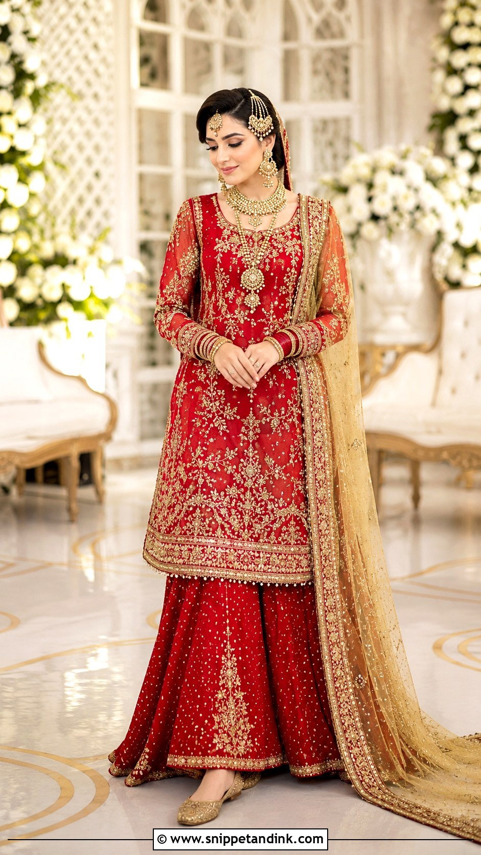 Long Red Shirt Bridal Dress for Barat - Snippet and Ink - 20 Bridal Dress for Barat Ideas