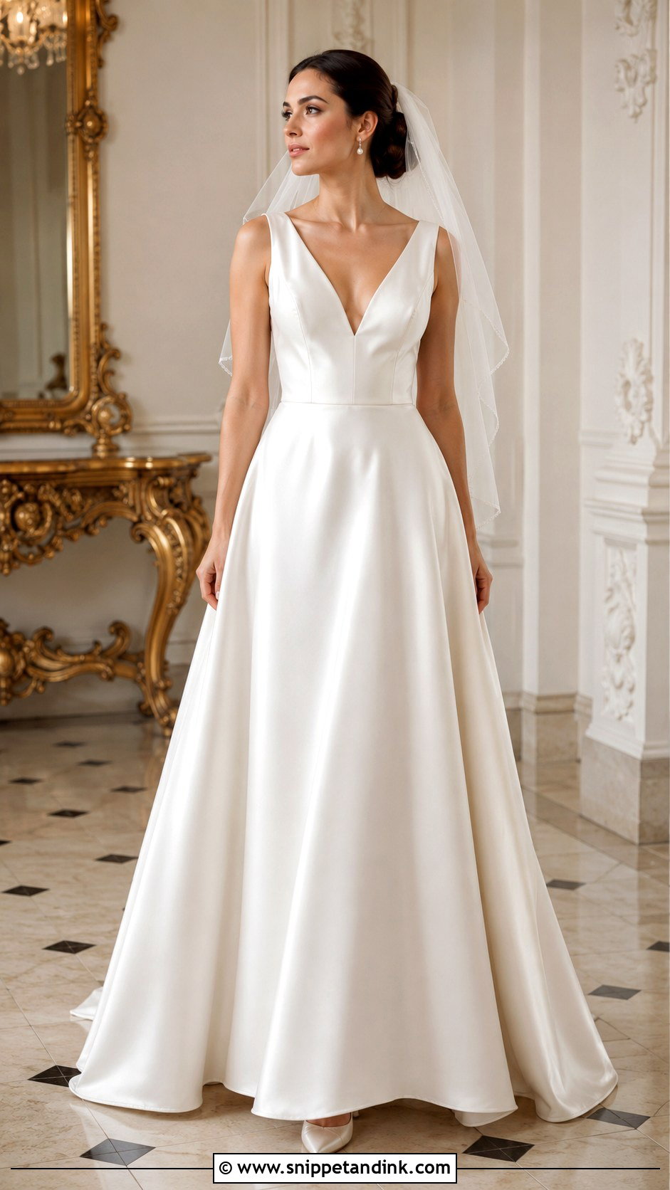 Long Satin A Line Wedding Gown - Snippet and Ink - 20 Long Wedding Gown Ideas