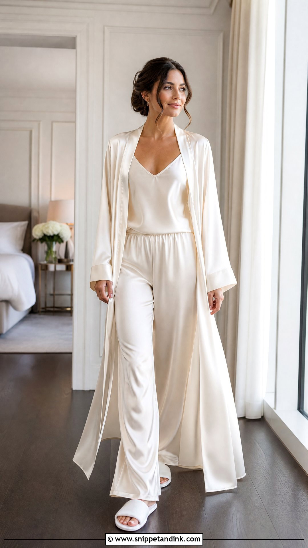 Long Satin Bridal Robe Outfit - Snippet and Ink - 25 Wedding Robes for Bride Ideas