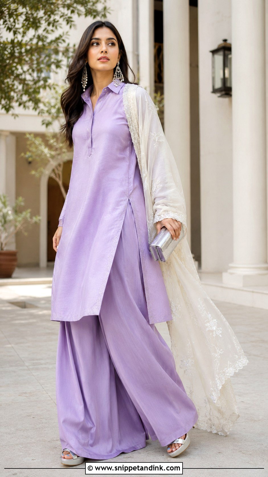 Long Shirt With Wide Leg Pants - Snippet and Ink - 20 Long Shirts for Wedding Ideas