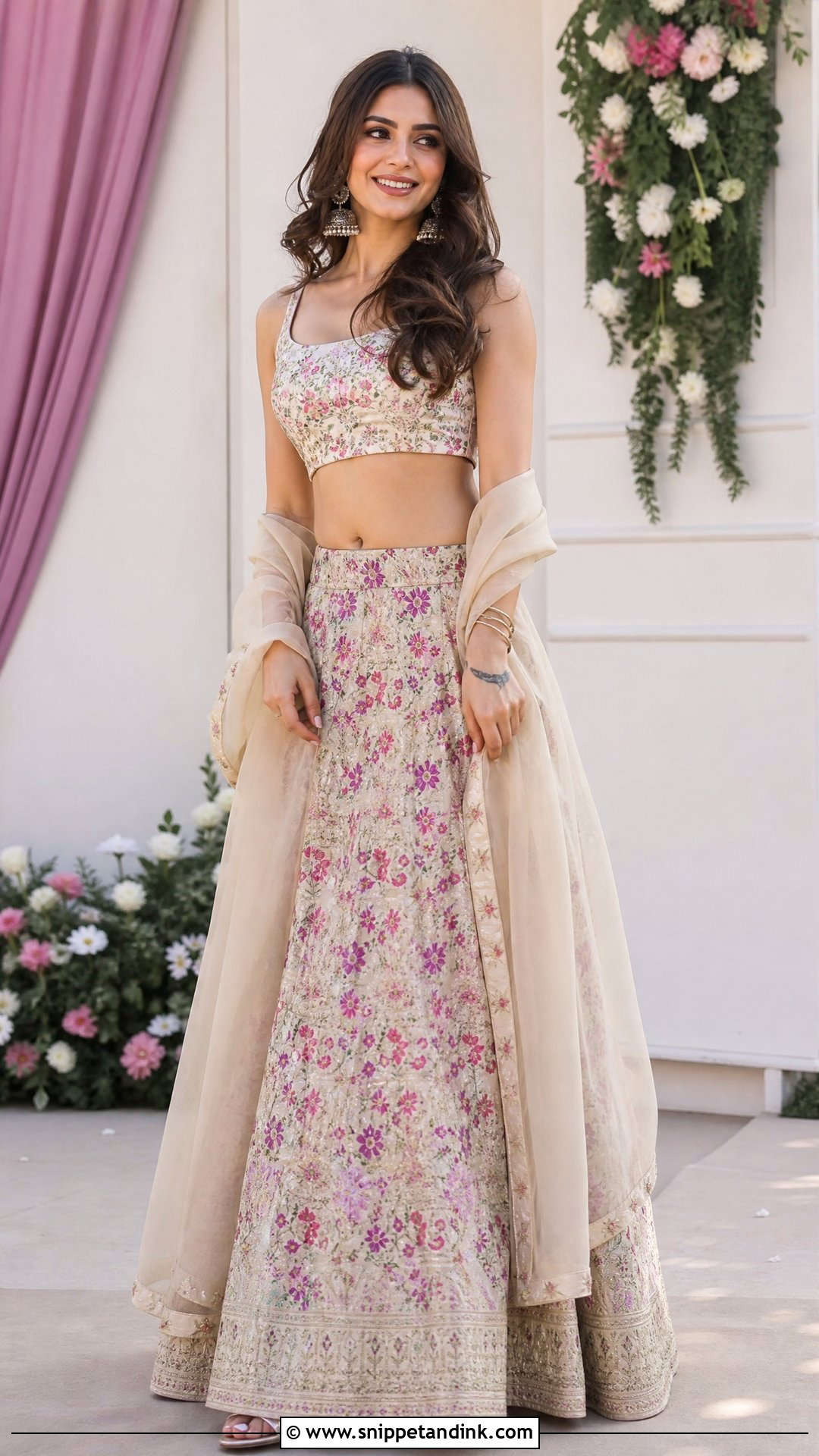 Long Skirt And Crop Top For Sister Wedding - Snippet and Ink - 25 Wedding Wear for Sister Ideas