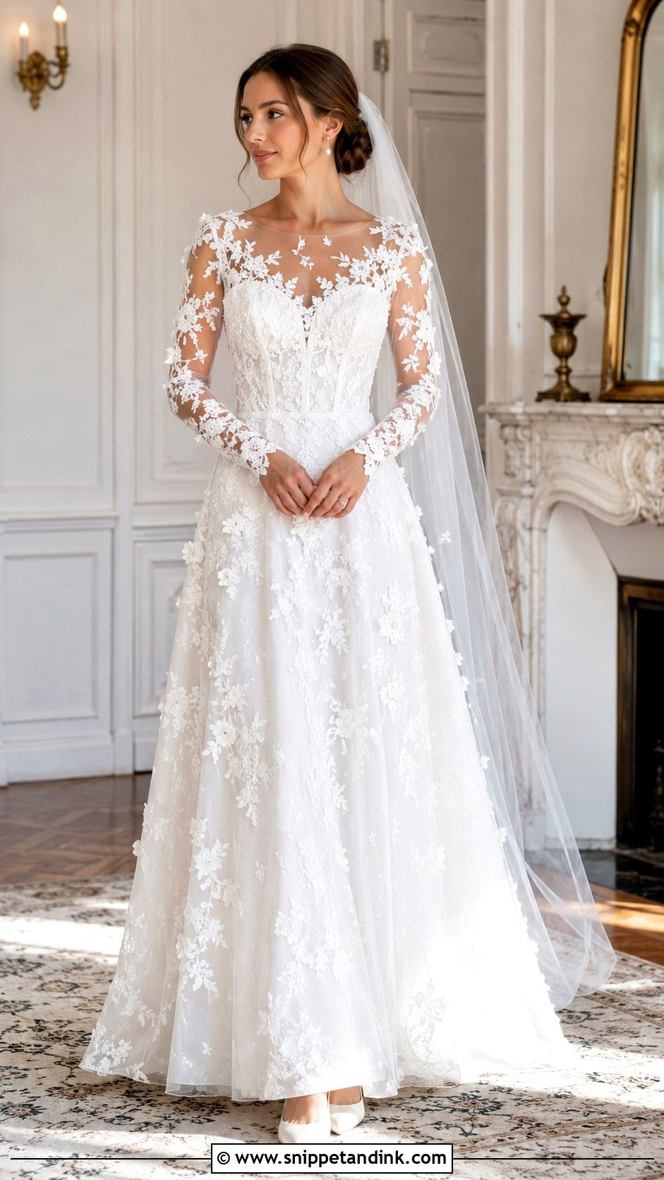 Long Sleeve 3D Lace Wedding Dress - Snippet and Ink - 20 3D Lace Wedding Dress Ideas