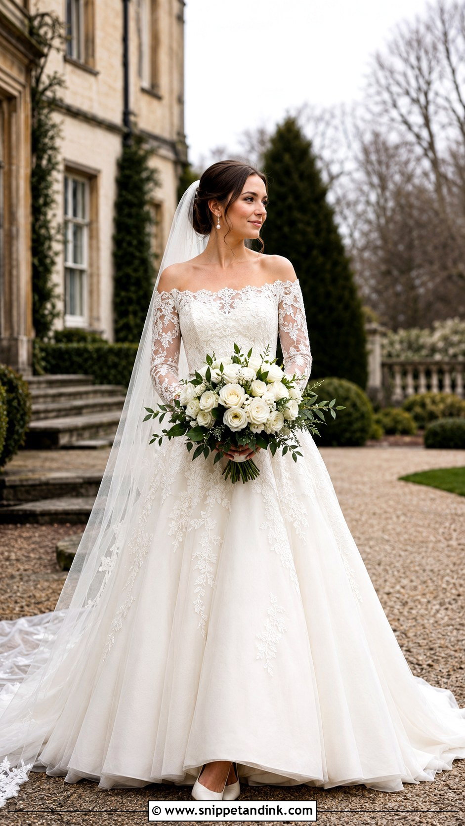 Long Sleeve A Line Off the Shoulder Wedding Dress - Snippet and Ink - 20 A Line Wedding Dress Off the Shoulder Ideas