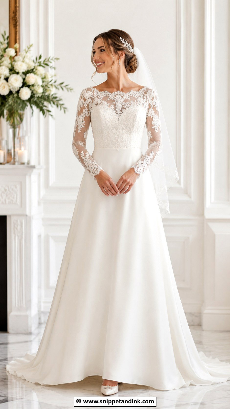 Long Sleeve A Line Wedding Dress - Snippet and Ink - 30 A-Line Wedding Dress Ideas