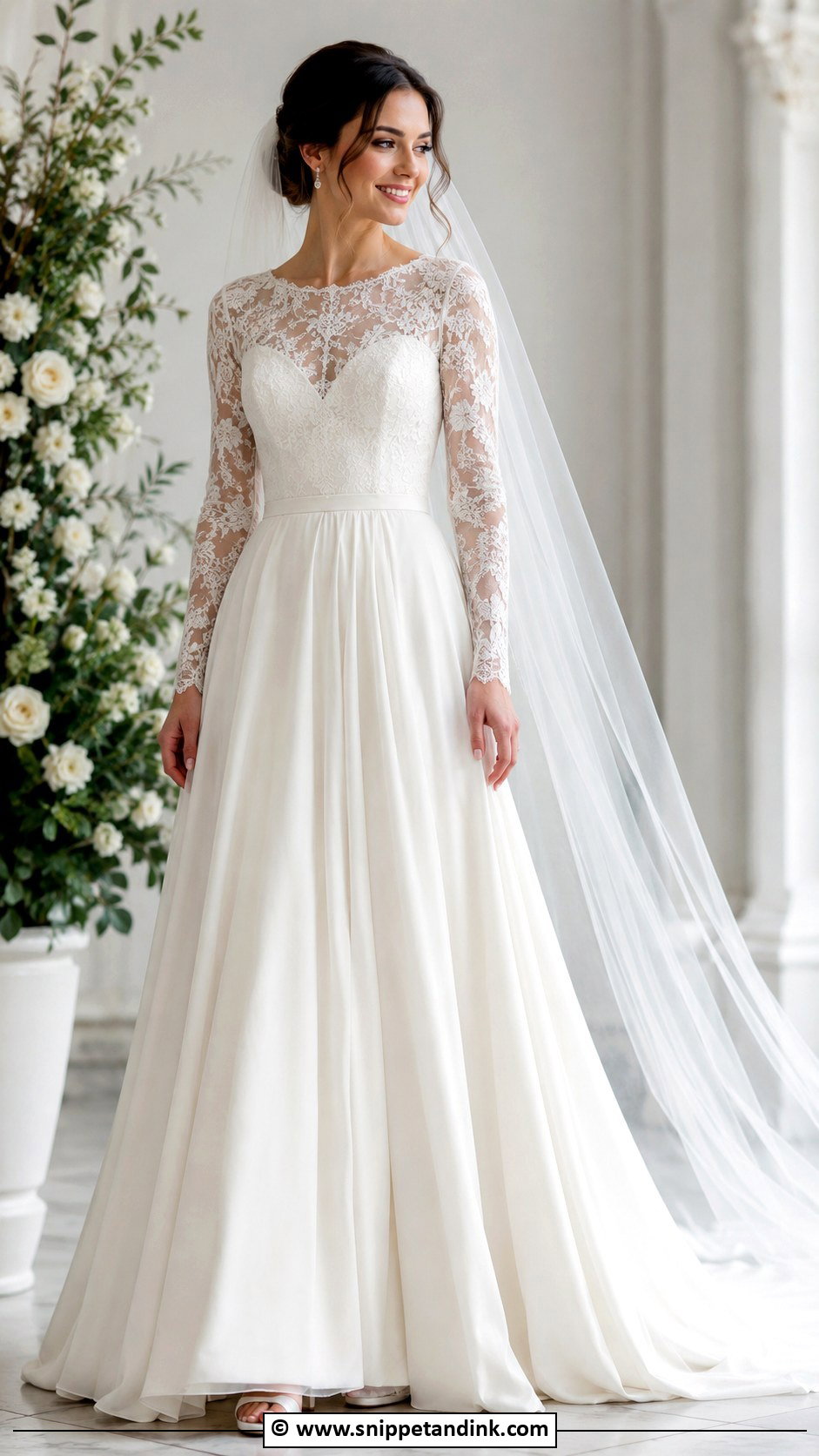 Long Sleeve A Line Wedding Dress - Snippet and Ink - 30 Wedding Dresses Long Sleeve