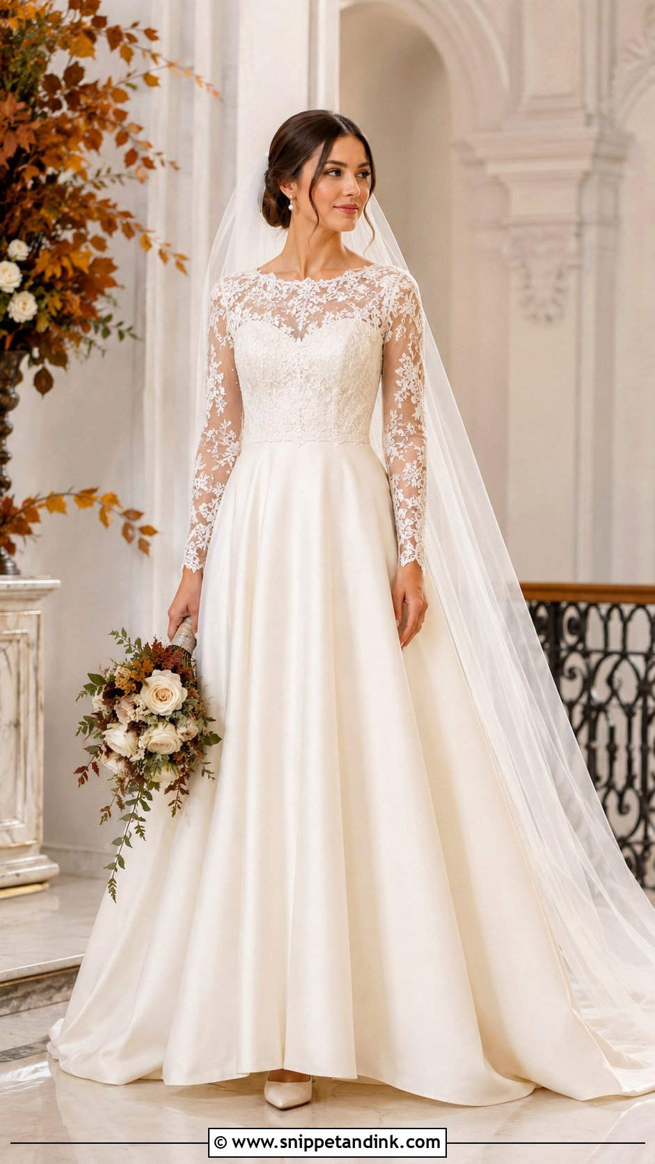 Long Sleeve A Line Wedding Dress - Snippet and Ink - 30 Wedding Dresses a Line