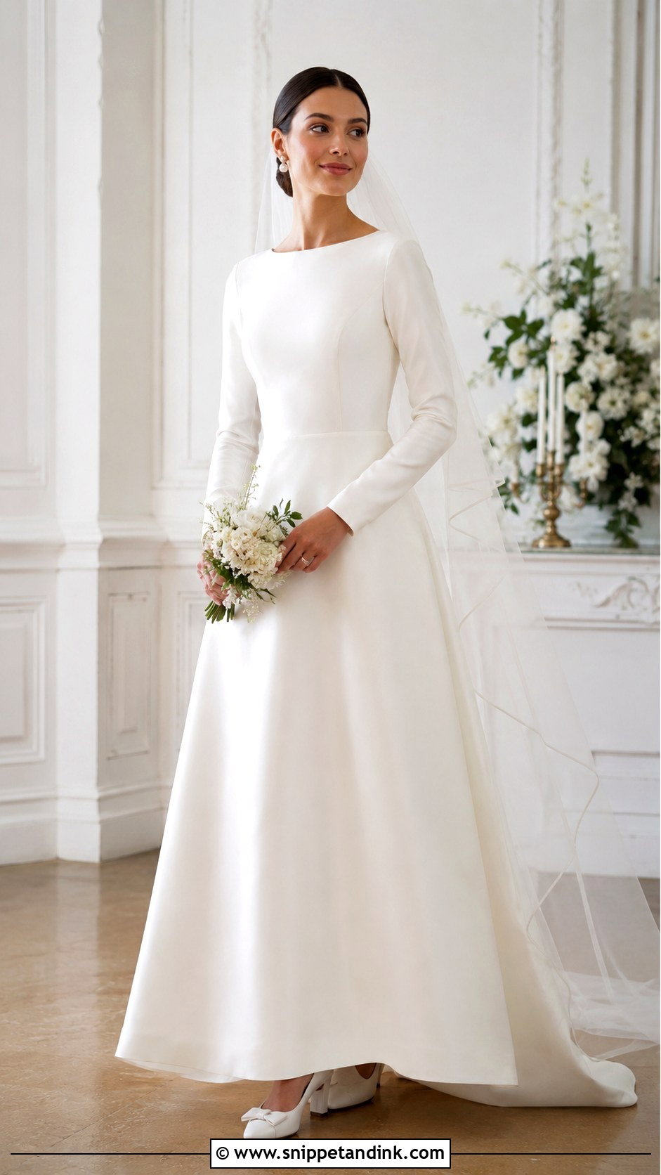 Long Sleeve A Line Wedding Dress - Snippet and Ink - 25 Simple Modest Wedding Dresses