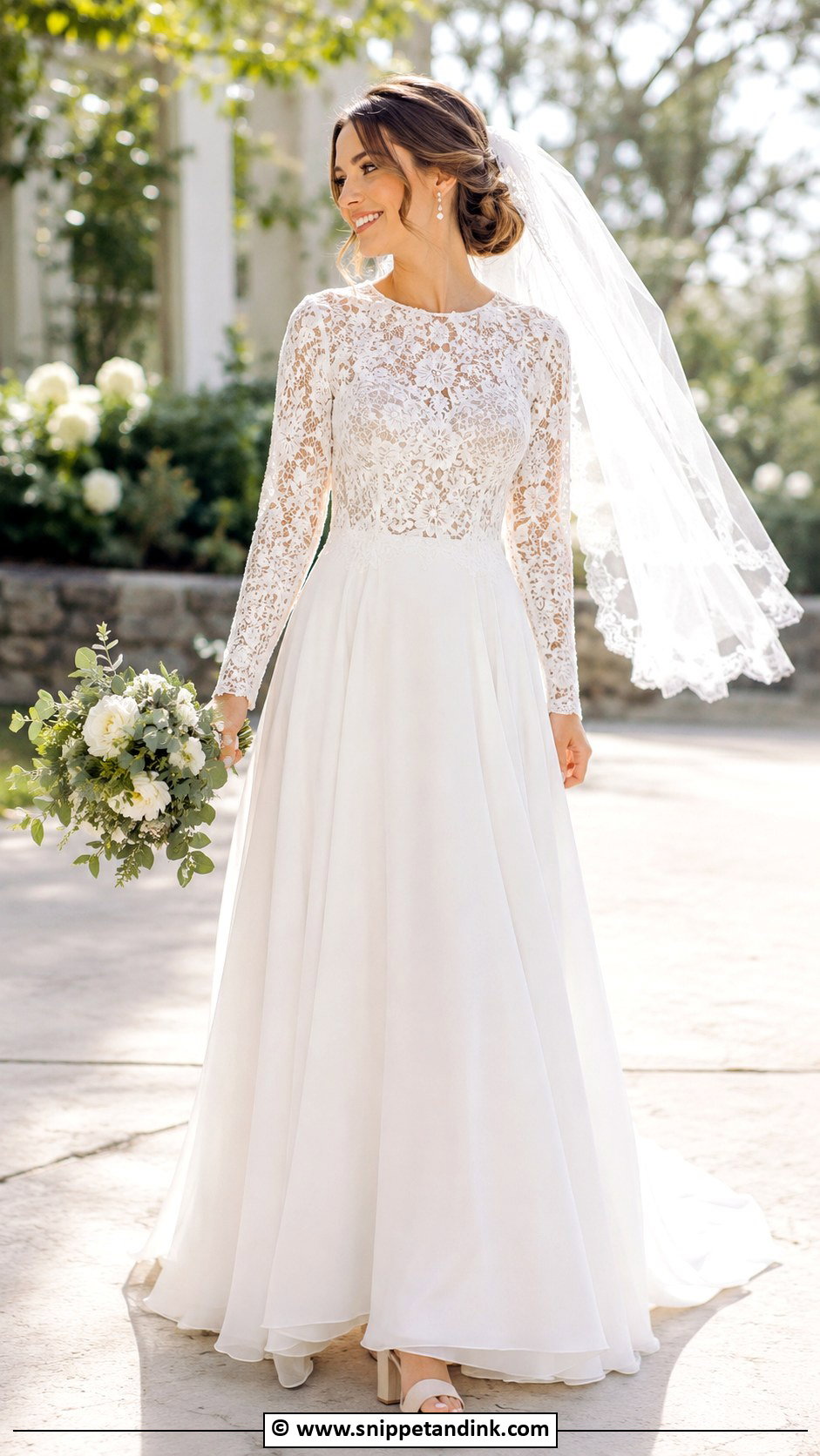 Long Sleeve A Line Wedding Dress - Snippet and Ink - 25 Elegant Long Sleeve Wedding Dresses