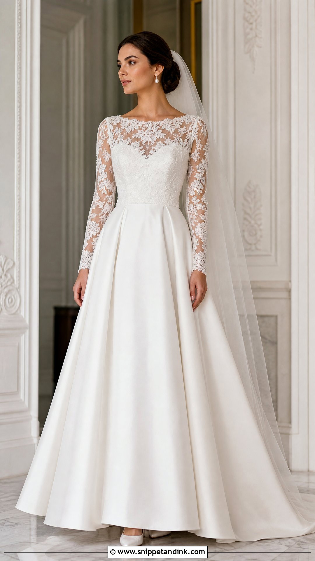 Long Sleeve A Line Wedding Gown - Snippet and Ink - 25 A Line Wedding Gown Ideas