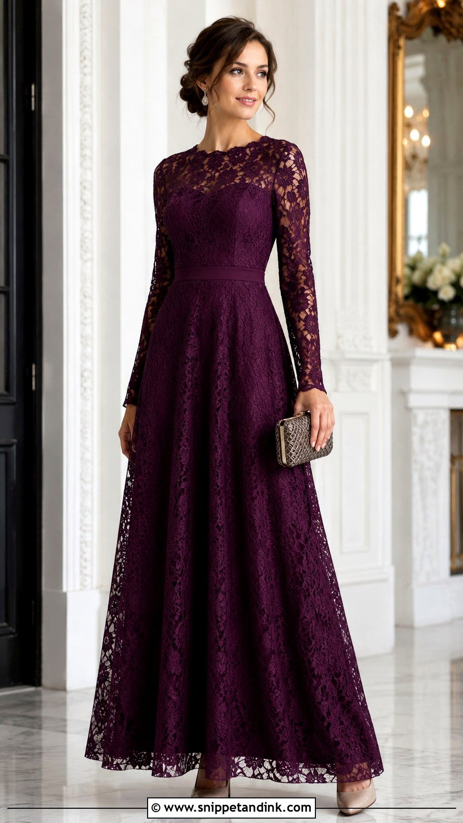 Long Sleeve Aline Gown Outfit - Snippet and Ink - 25 Aline Gown Ideas
