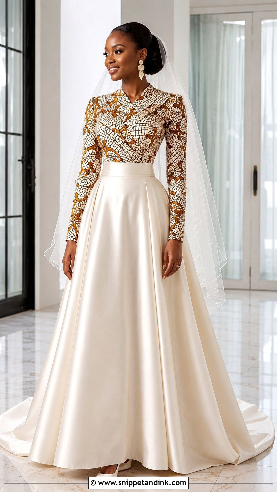 Long Sleeve Ankara Wedding Gown - Snippet and Ink - 20 Ankara Wedding Gowns