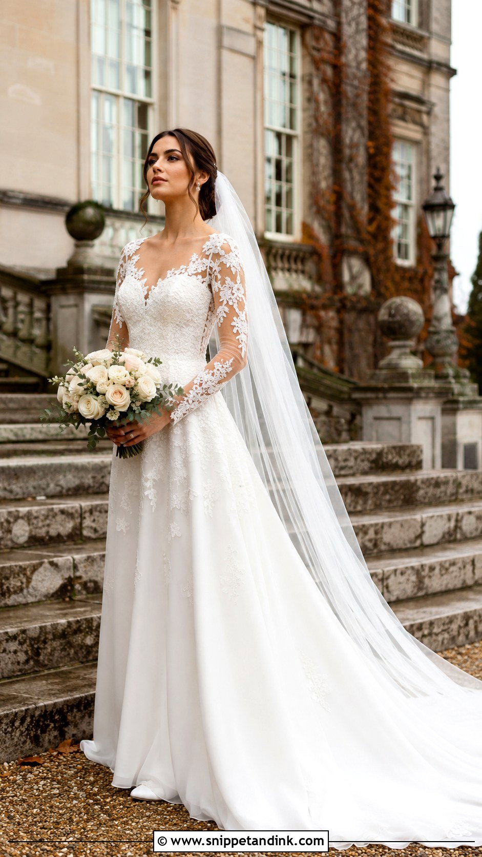 Long Sleeve Applique Wedding Dress - Snippet and Ink - 20 Applique Wedding Dress Ideas