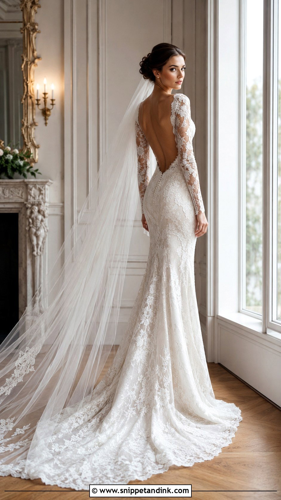 Long Sleeve Backless Lace Wedding Dress - Snippet and Ink - 20 Backless Lace Wedding Dress Ideas
