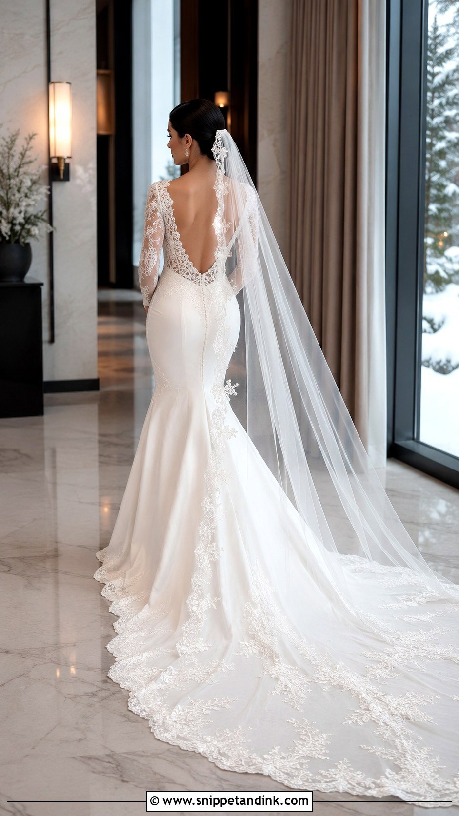 Long Sleeve Backless Mermaid Wedding Dress - Snippet and Ink - 20 Backless Mermaid Wedding Dresses