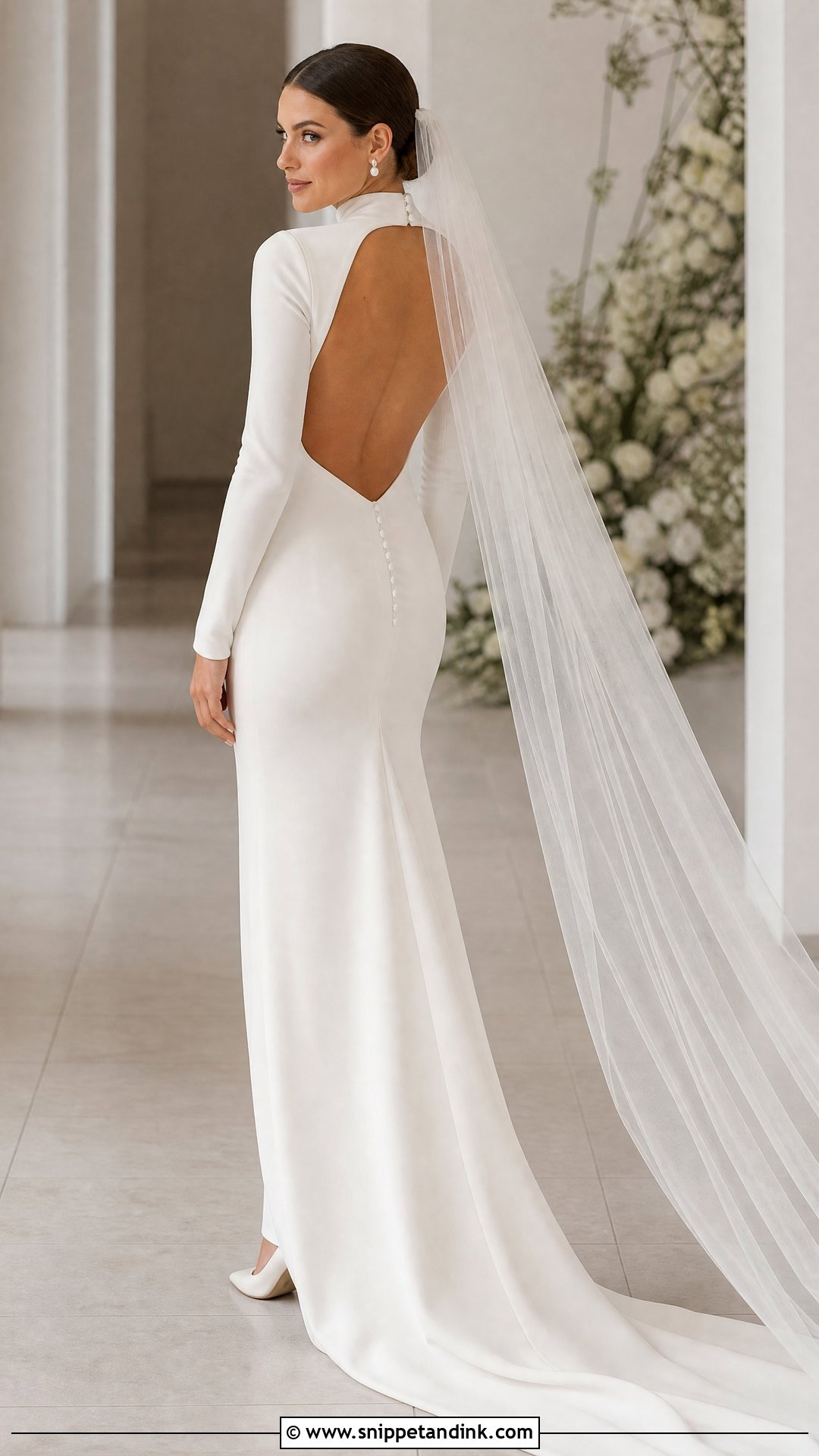 Long Sleeve Backless Wedding Dress - Snippet and Ink - 20 Simple Backless Wedding Dress Ideas