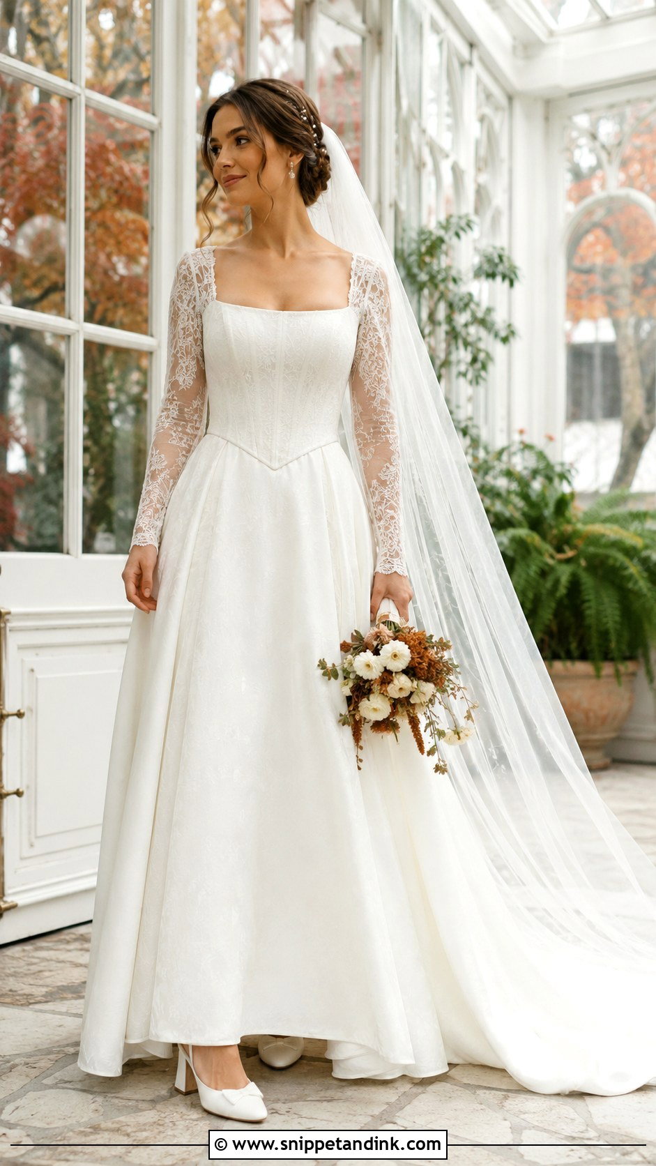 Long Sleeve Basque Waist Wedding Dress - Snippet and Ink - 20 Basque Waist Wedding Ideas