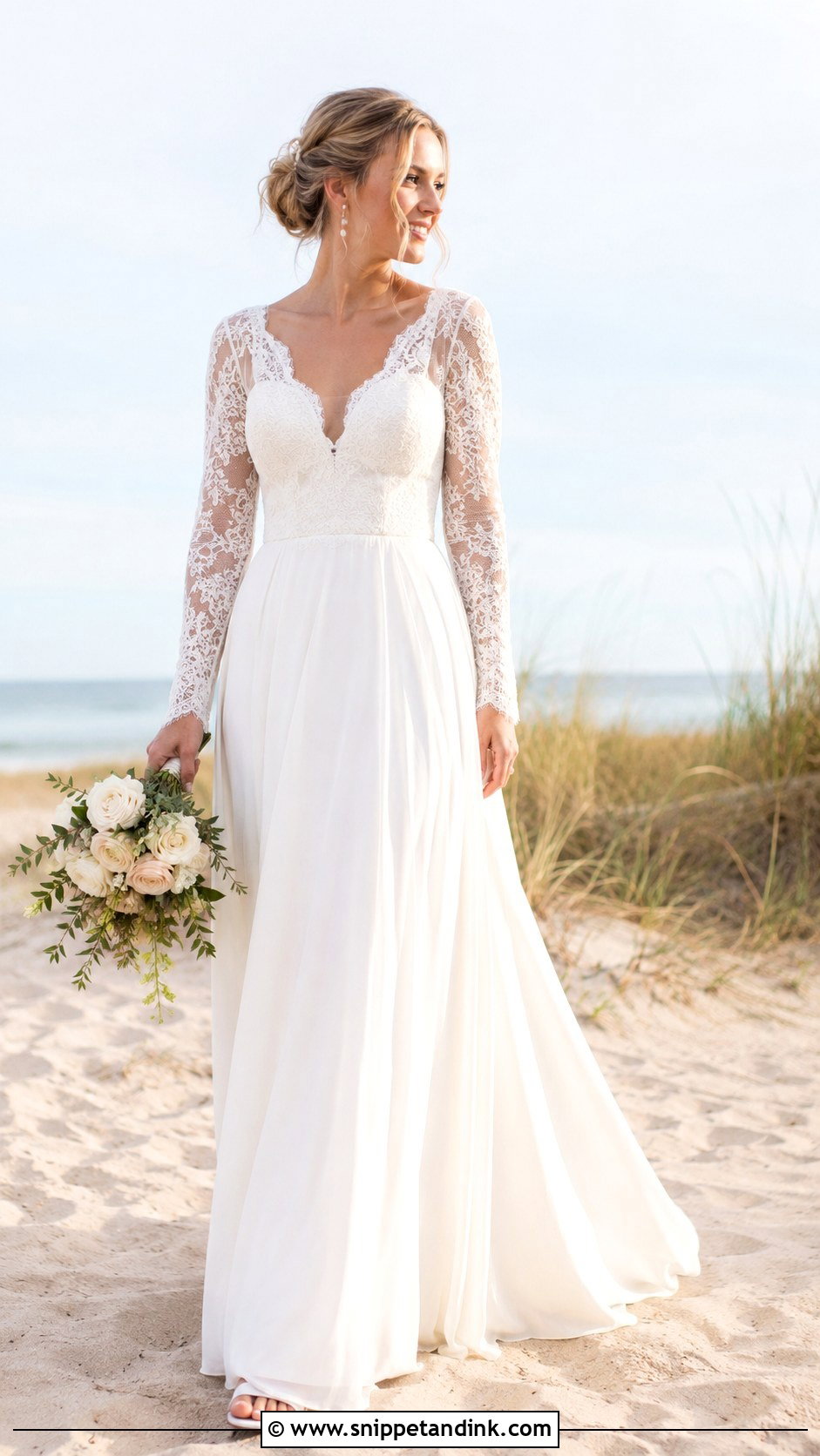 Long Sleeve Beach Wedding Dress - Snippet and Ink - 30 Beach Wedding Dresses