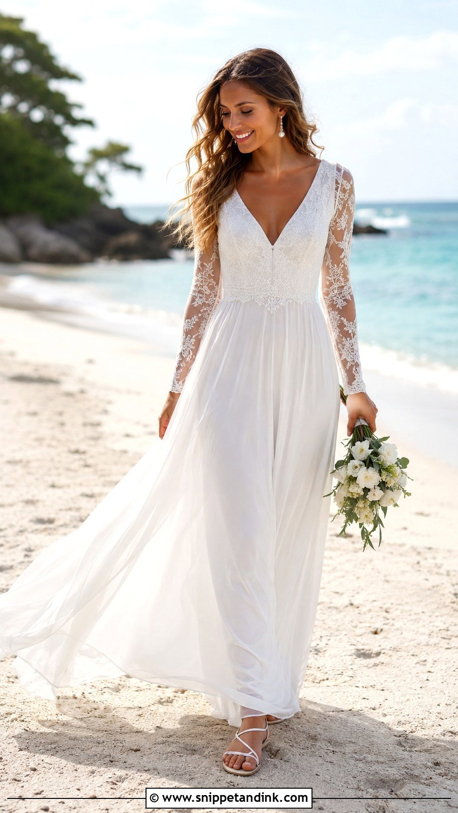 Long Sleeve Beach Wedding Dress - Snippet and Ink - 35 Long Sleeve Wedding Dress Ideas