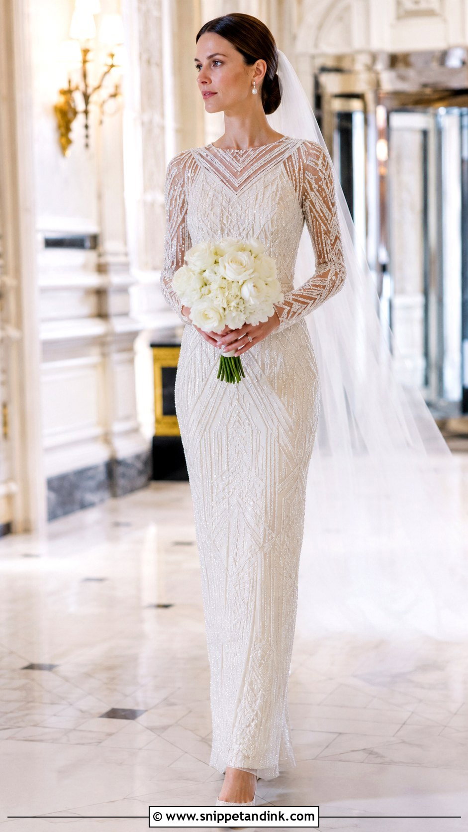 Long Sleeve Beaded 1920s Wedding Dress - Snippet and Ink - 20 1920s Inspired Wedding Dress Ideas