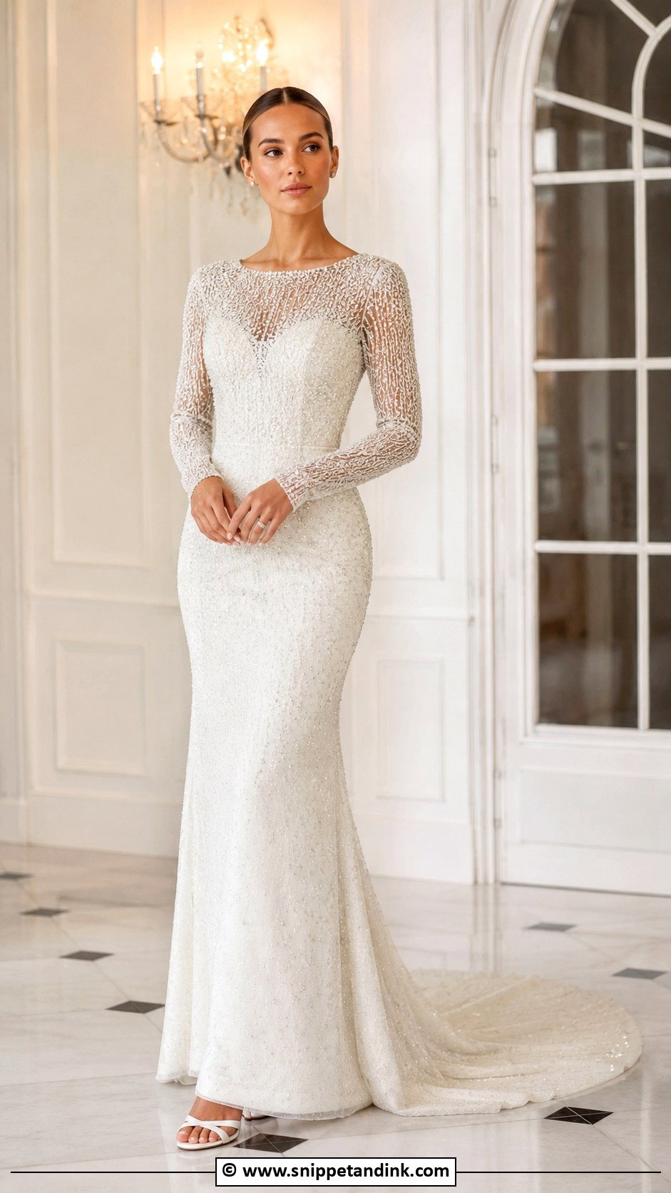 Long Sleeve Beaded Wedding Dress - Snippet and Ink - 30 Wedding Dresses Long Sleeve