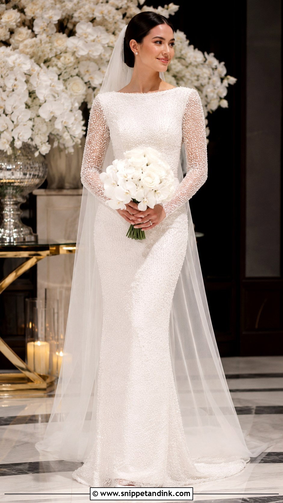 Long Sleeve Beaded Wedding Dress - Snippet and Ink - 30 Sleeve Wedding Dress Ideas