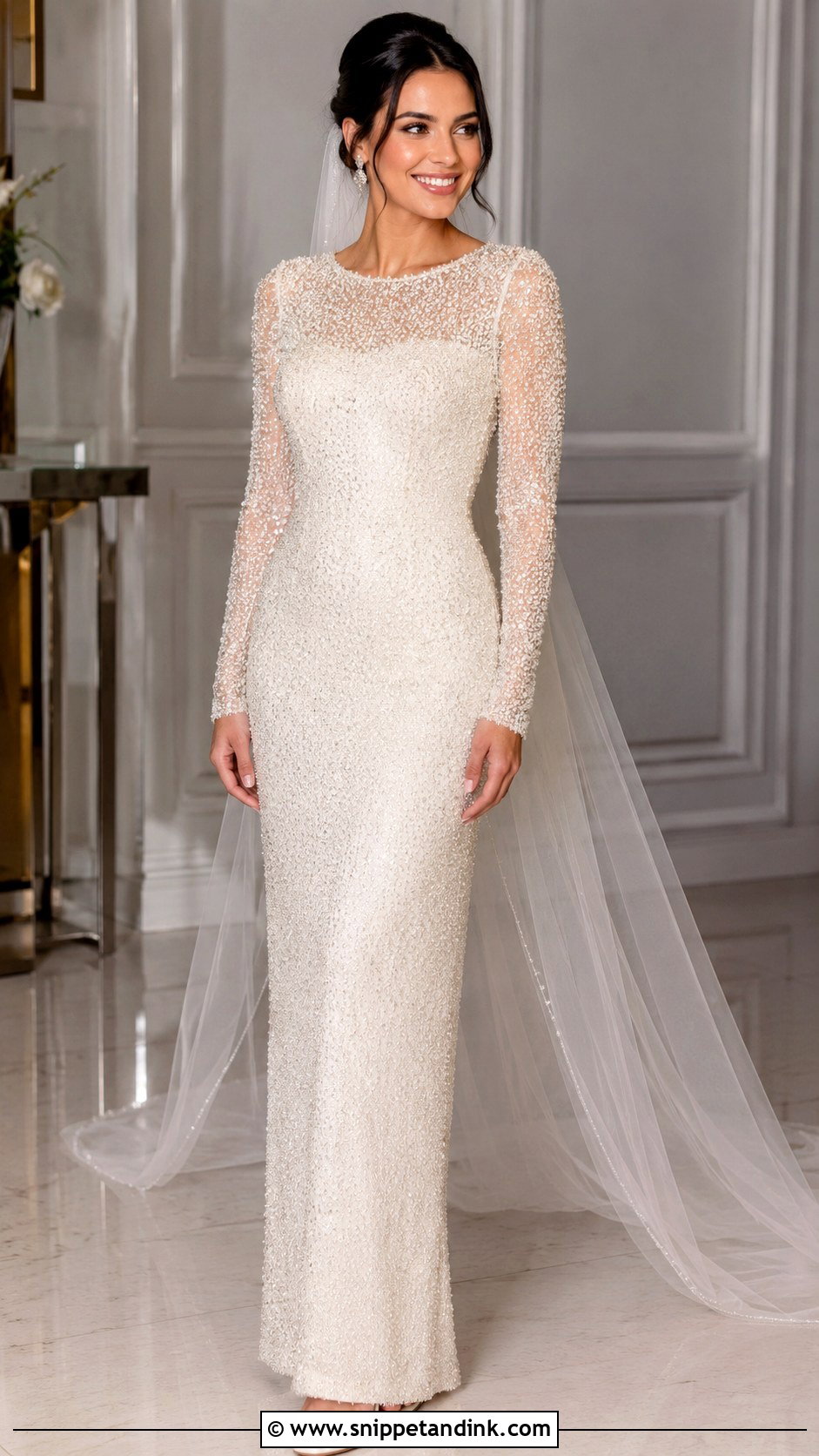 Long Sleeve Beaded Wedding Dress - Snippet and Ink - 35 Long Sleeve Wedding Dress Ideas