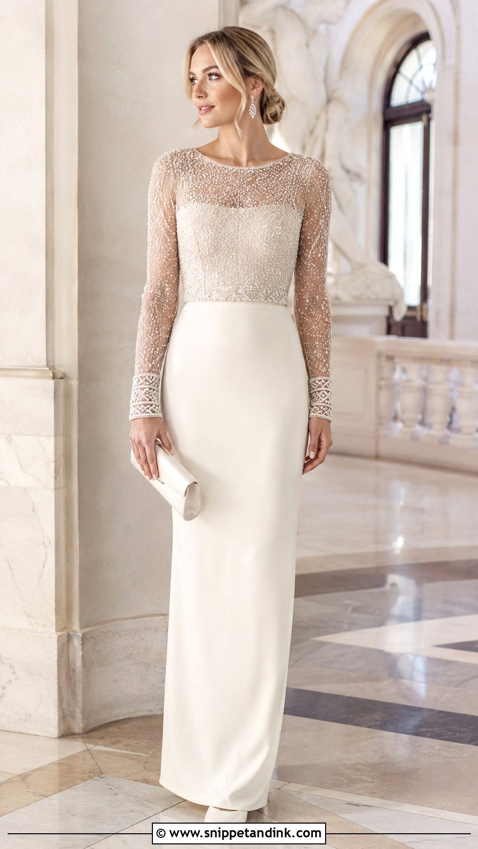 Long Sleeve Beaded Wedding Dress - Snippet and Ink - 20 20s Style Wedding Dress Ideas