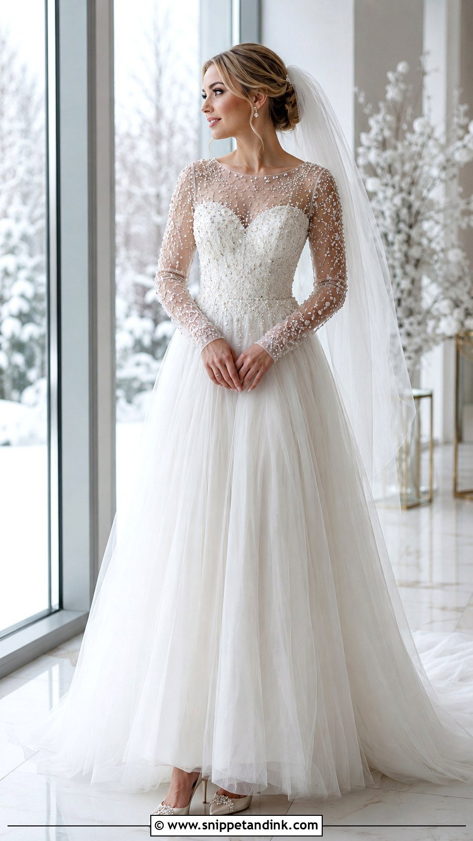 Long Sleeve Beaded Winter Wedding Dress - Snippet and Ink - 20 Long Sleeve Winter Wedding Dress Ideas