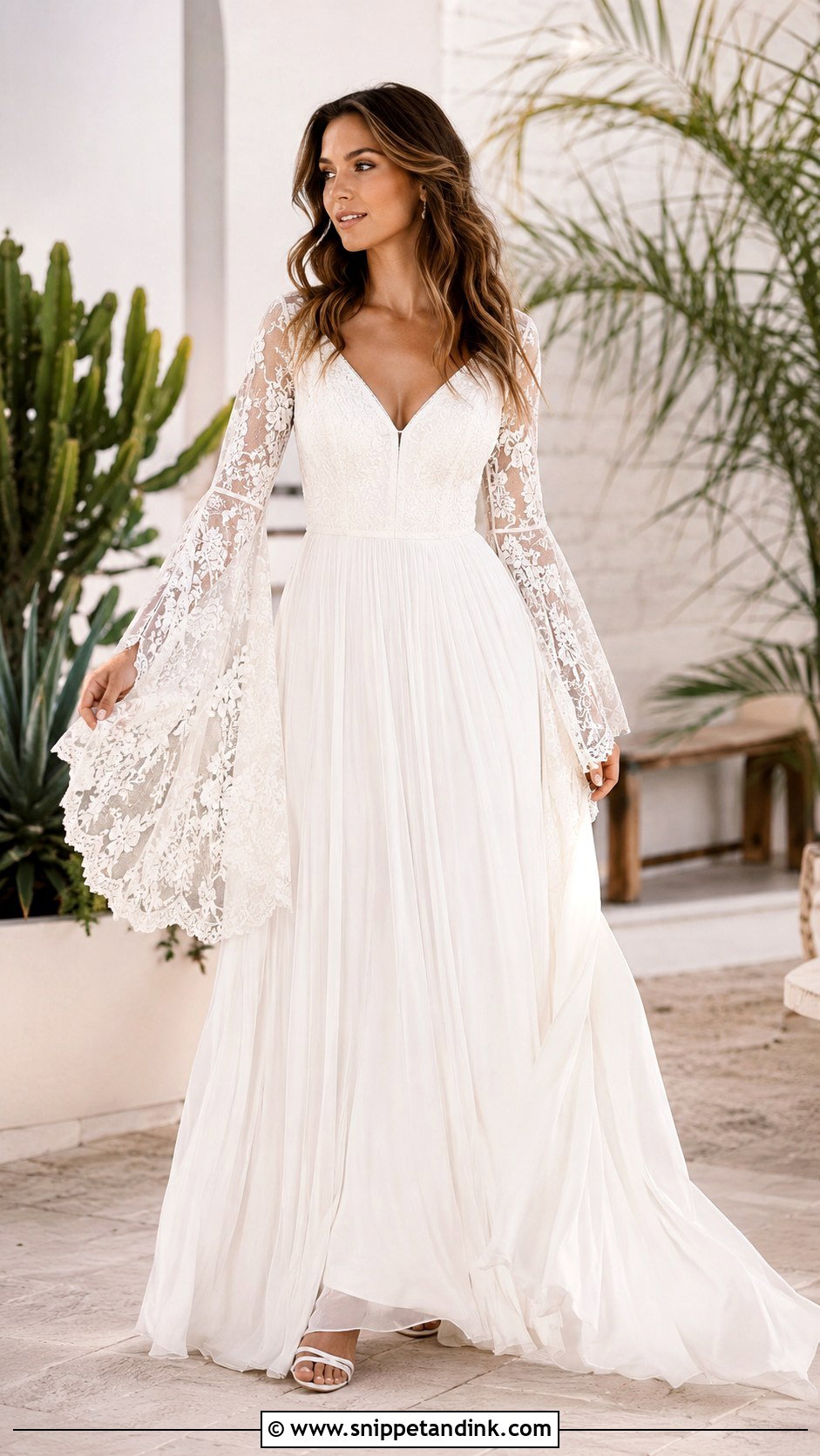 Long Sleeve Bell Sleeve Wedding Dress - Snippet and Ink - 35 Long Sleeve Wedding Dress Ideas