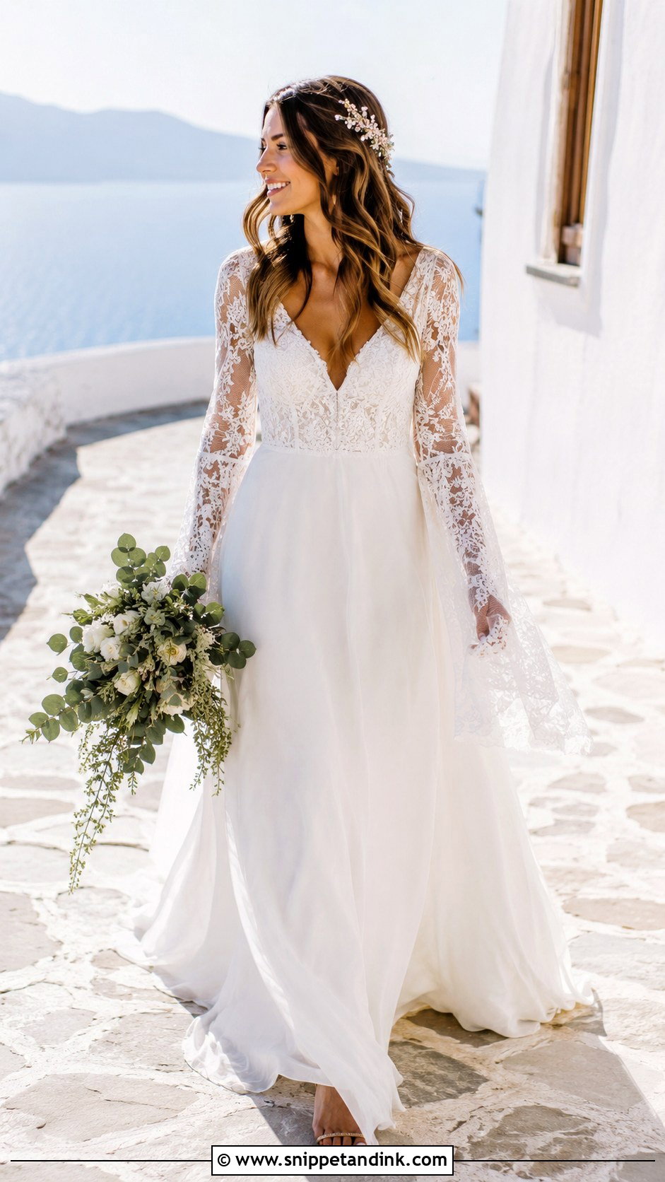 Long Sleeve Bell Sleeve Wedding Dress - Snippet and Ink - 30 Sleeve Wedding Dress Ideas