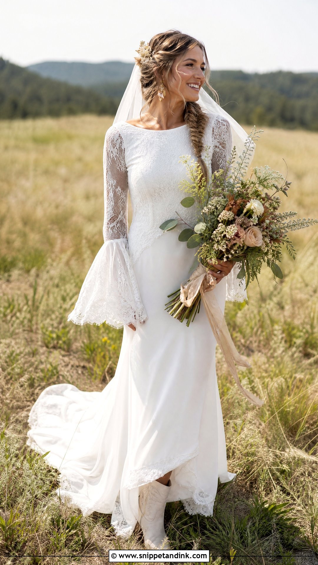 Long Sleeve Bell Sleeve Wedding Gown - Snippet and Ink - 25 Long Sleeve Wedding Gowns