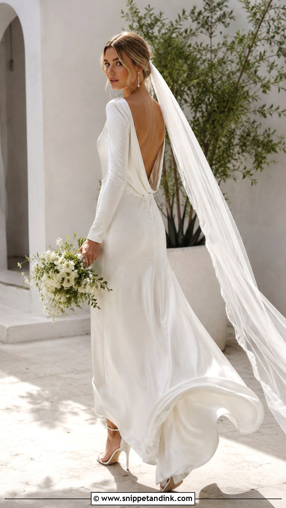 Long Sleeve Bias Cut Silk Wedding Dress - Snippet and Ink - 20 Long Sleeve Silk Wedding Dress Ideas