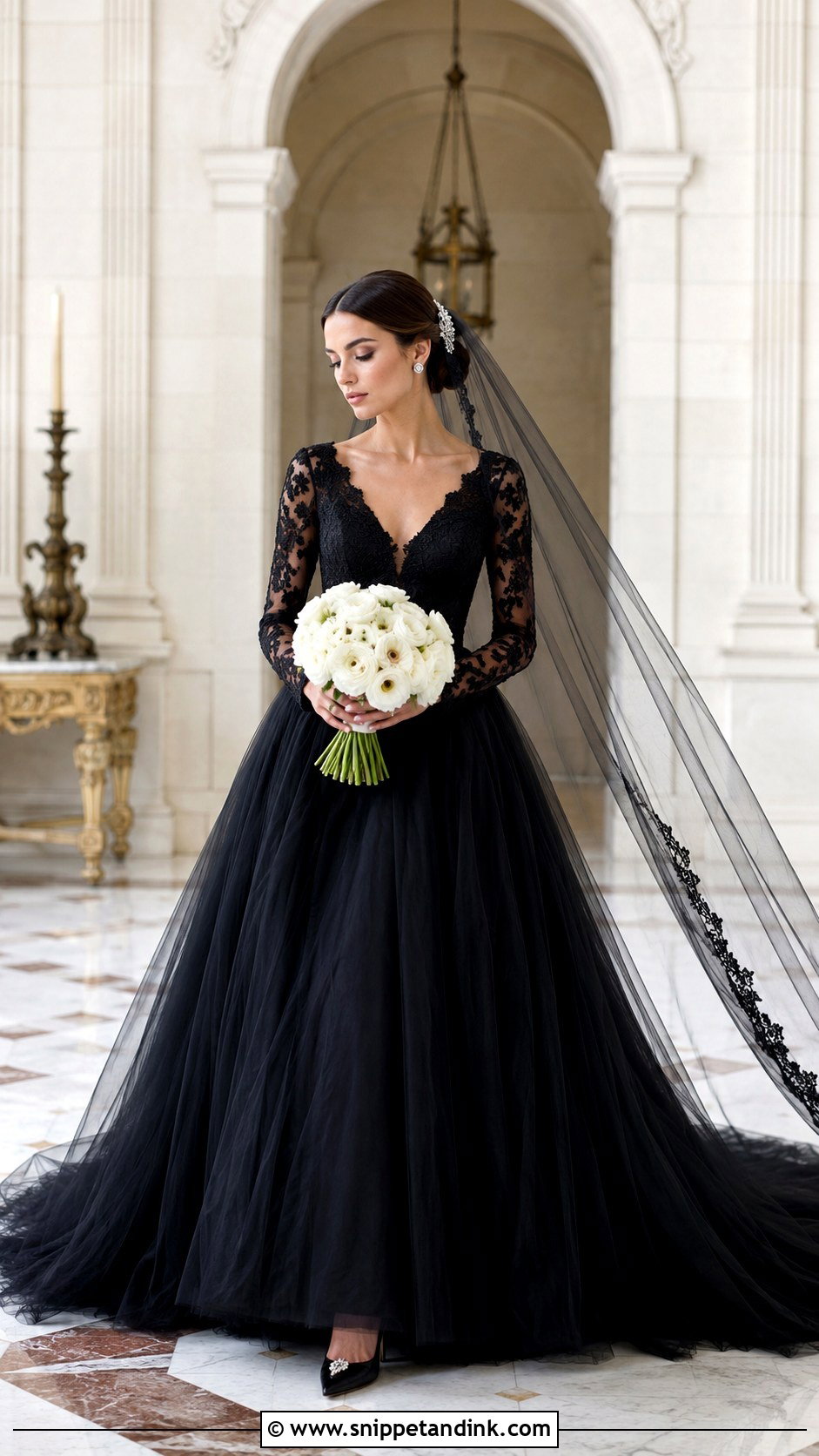 Long Sleeve Black Princess Wedding Dress - Snippet and Ink - 20 Black Wedding Dress Princess Ideas