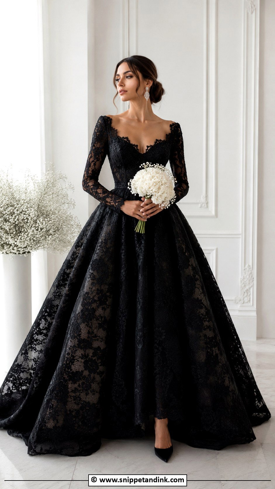 Long Sleeve Black Wedding Dress - Snippet and Ink - 30 Wedding Dresses Long Sleeve