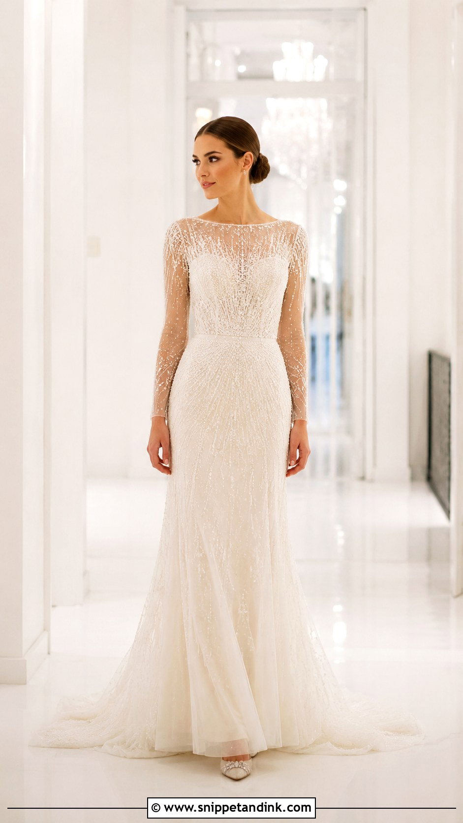 Long Sleeve Bling Wedding Dress - Snippet and Ink - 25 Bling Wedding Dress Ideas