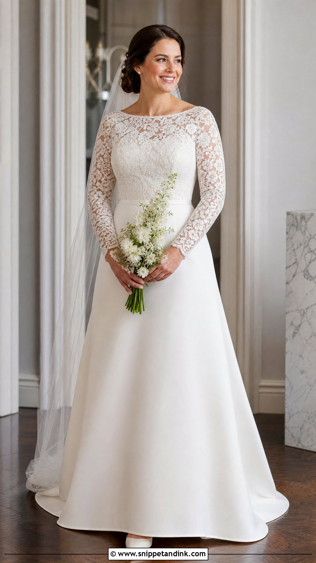 Long Sleeve Boat Neck Wedding Dress - Snippet and Ink - 20 Wedding Dresses Pear Shape