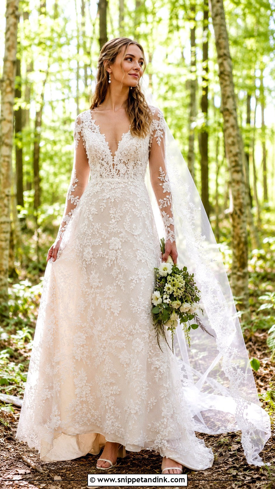 Long Sleeve Bohemian Lace Wedding Dress - Snippet and Ink - 20 Bohemian Lace Wedding Dress Ideas