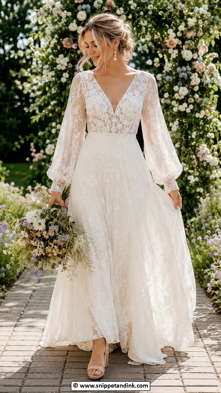 Long Sleeve Bohemian Wedding Dress - Snippet and Ink - 25 Bohemian Wedding Dresses
