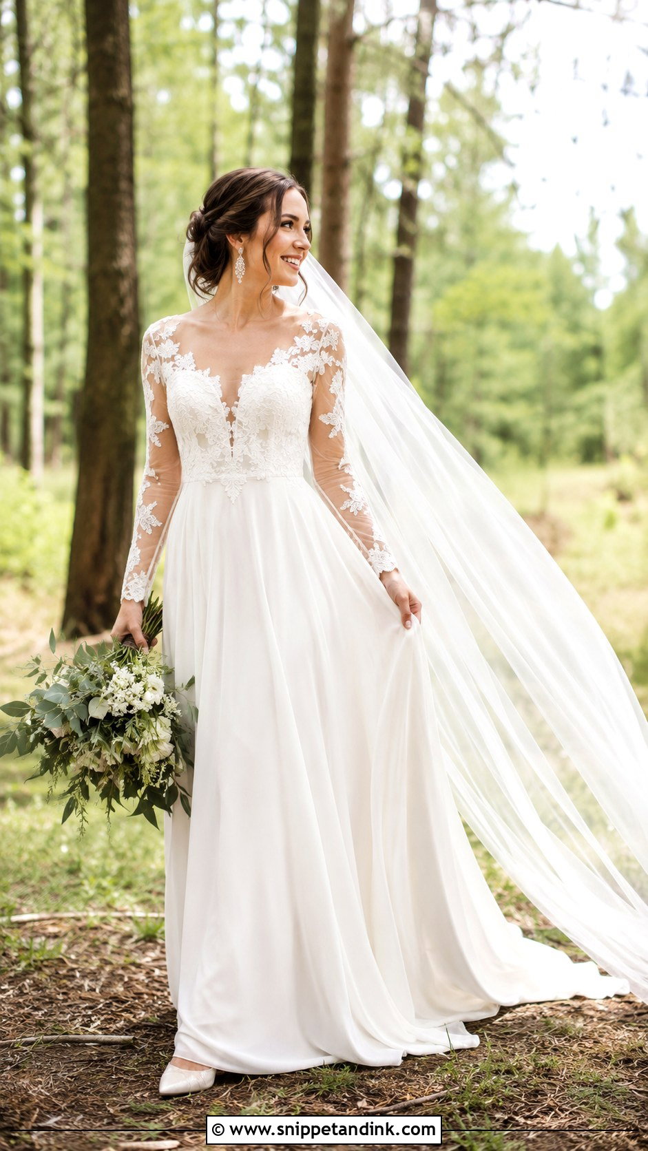 Long Sleeve Boho A Line Wedding Dress - Snippet and Ink - 20 Boho a Line Wedding Dress Ideas