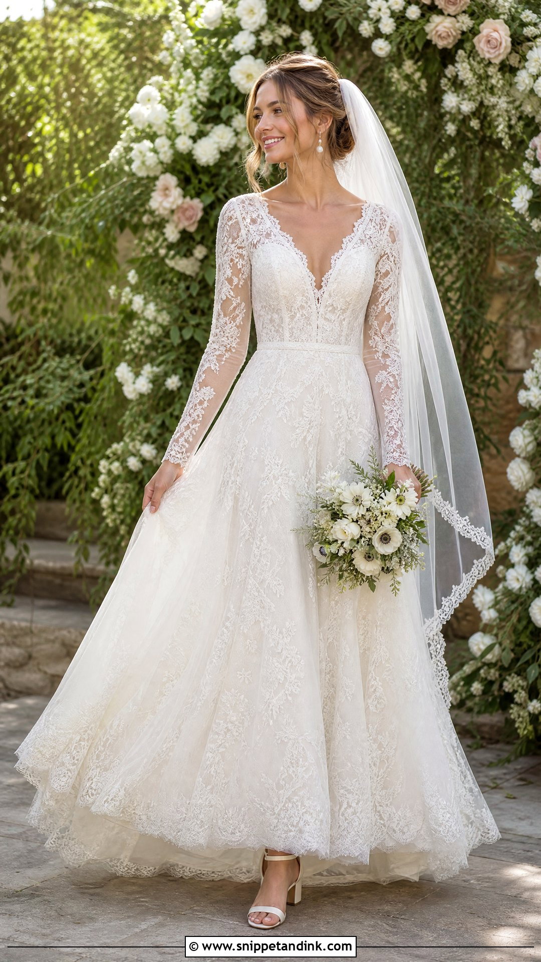 Long Sleeve Boho Lace Wedding Dress - Snippet and Ink - 25 Boho Lace Wedding Dress Ideas