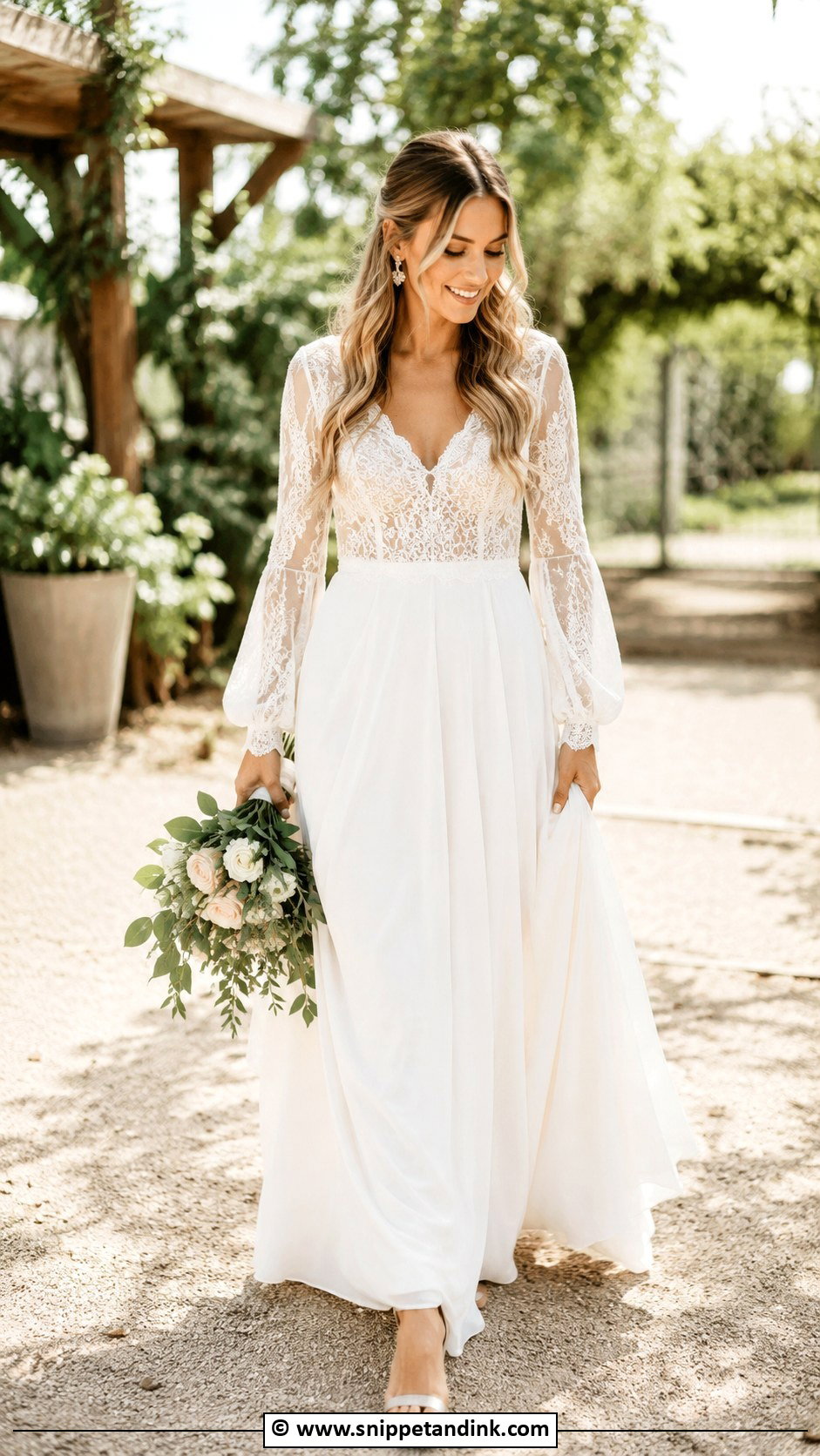 Long Sleeve Boho Wedding Dress - Snippet and Ink - 25 Elegant Long Sleeve Wedding Dresses