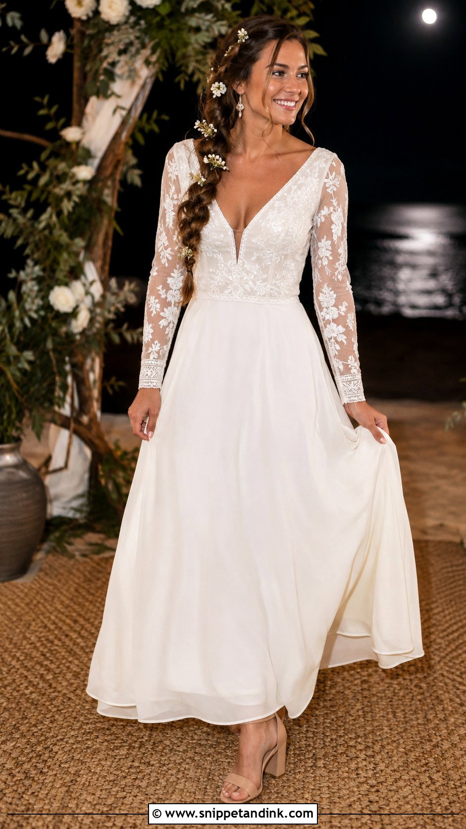 Long Sleeve Boho Wedding Dress - Snippet and Ink - 20 Mama Mia Wedding Dress Ideas