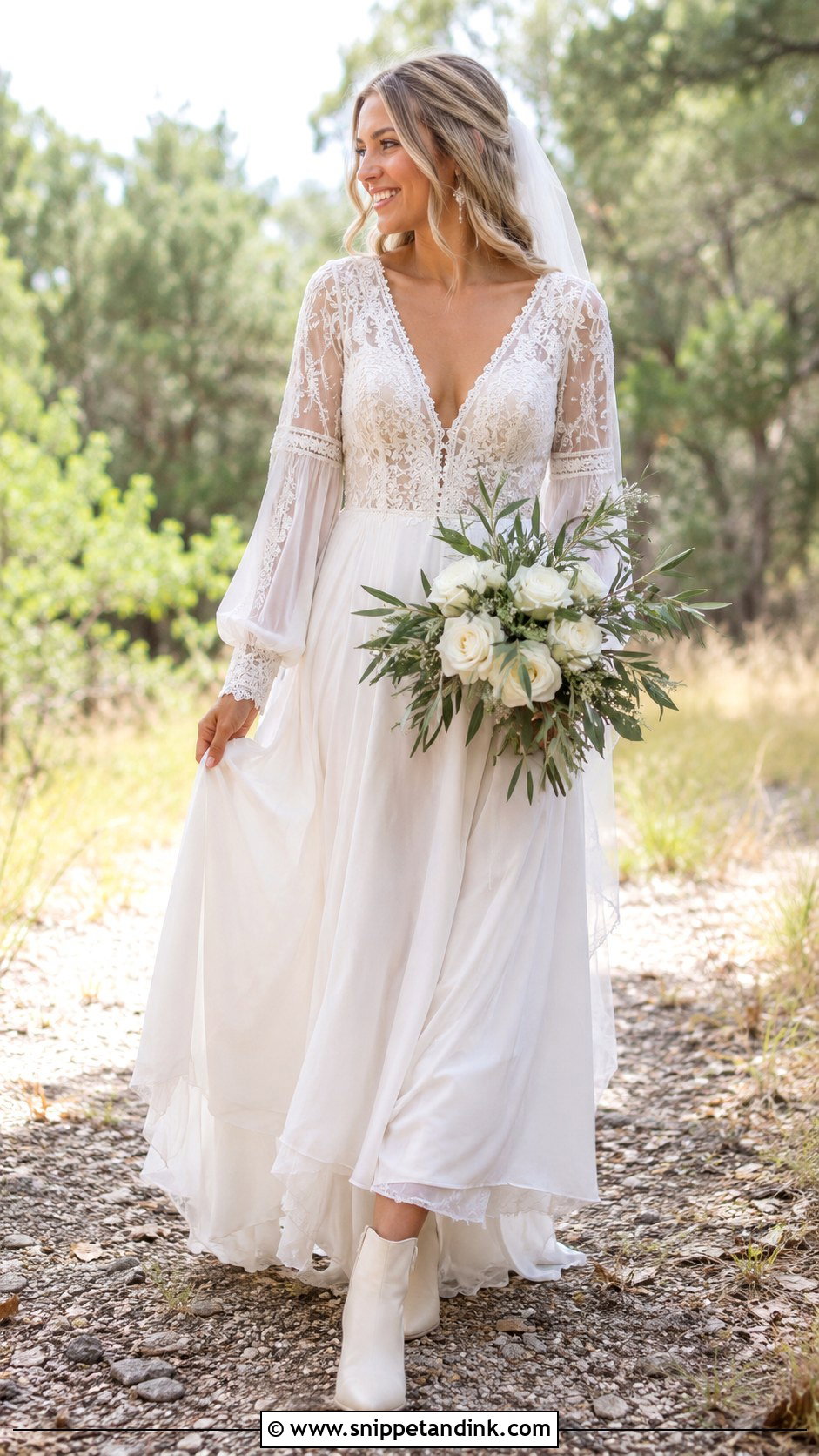 Long Sleeve Boho Wedding Dress - Snippet and Ink - 20 Natural Wedding Dress Ideas