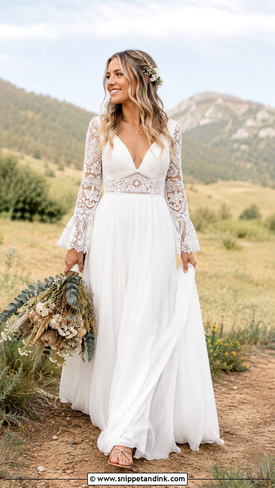 Long Sleeve Boho Wedding Dress - Snippet and Ink - 30 Sleeve Wedding Dress Ideas