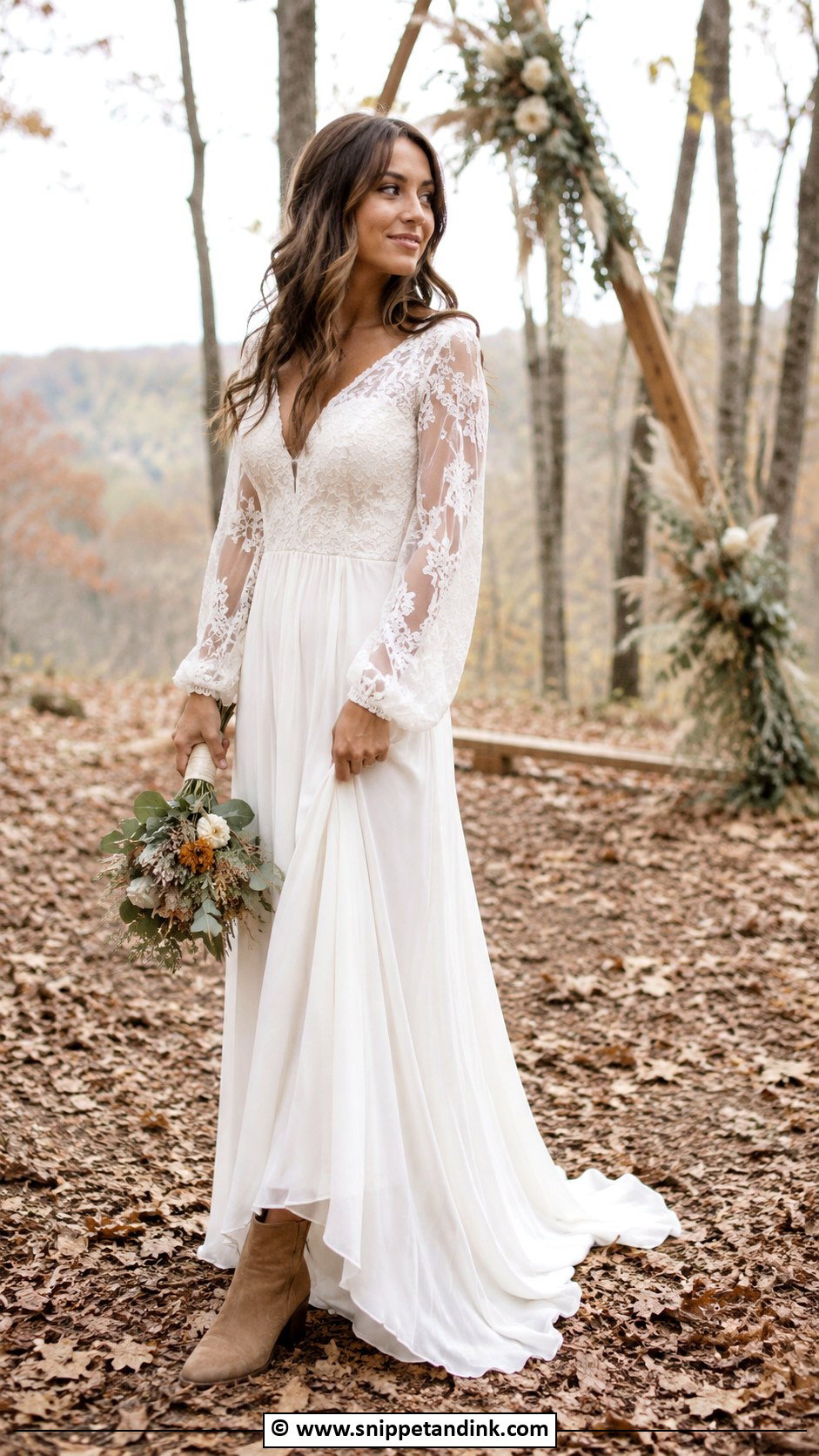 Long Sleeve Boho Wedding Dress - Snippet and Ink - 25 Boho Chic Wedding Dress Ideas